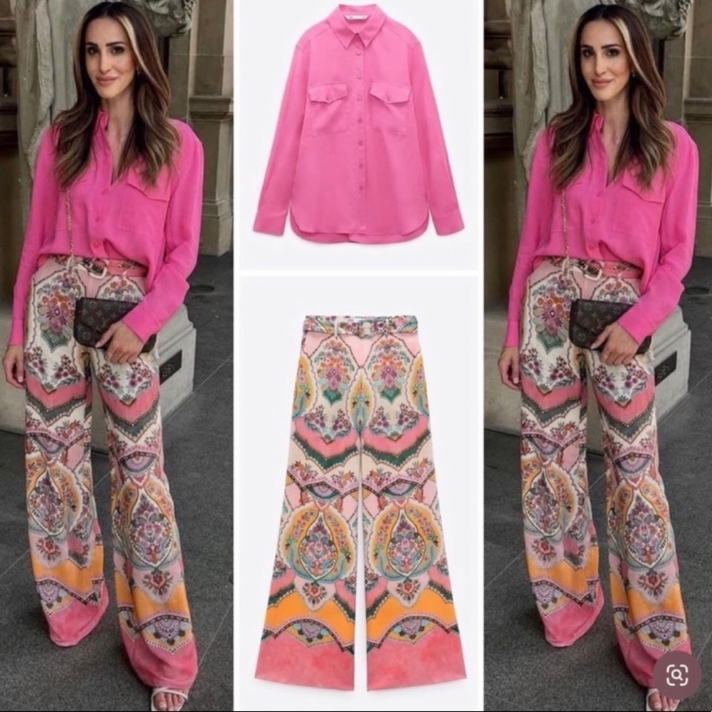 Zara printed wide leg pants - Picture 3 of 9